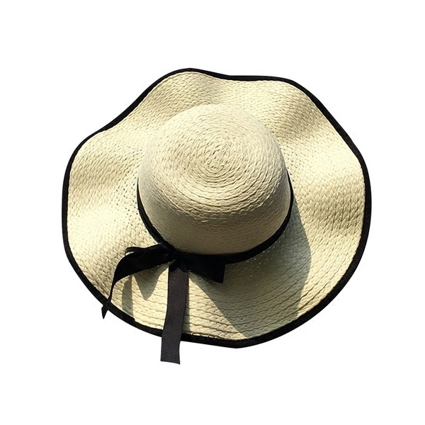Pălărie de paie de damă cu cravată pentru vară