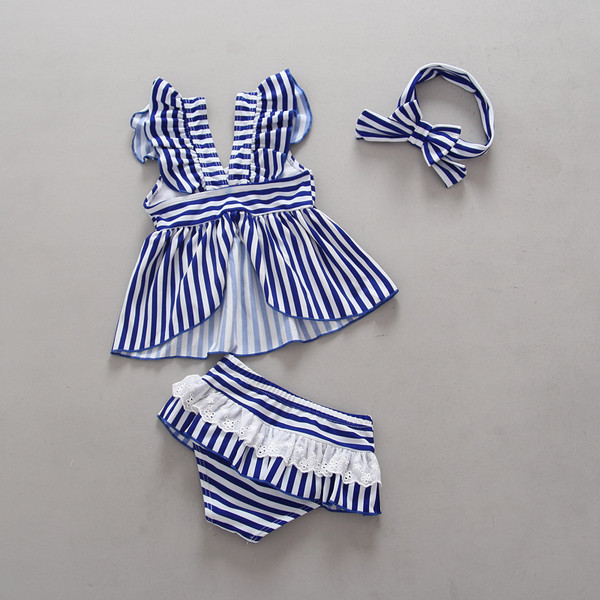 Costum de baie pentru fete pentru copii din trei părți