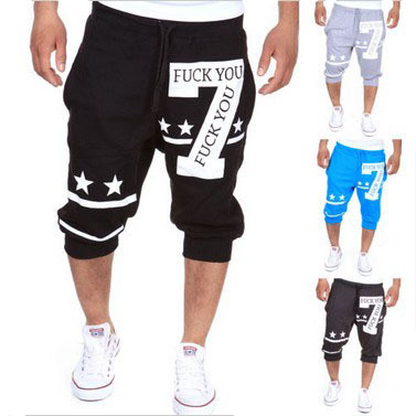 Pantaloni scurți bărbați 7/8 în mai multe culori model larg cu inscripție și imprimeu