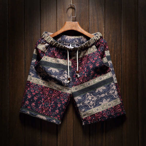 Férfi nyári rövidnadrág színes virágmotívumokkal