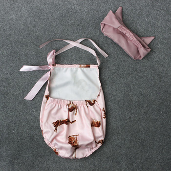 Бебешки стилен бански в розов цвят с принт
