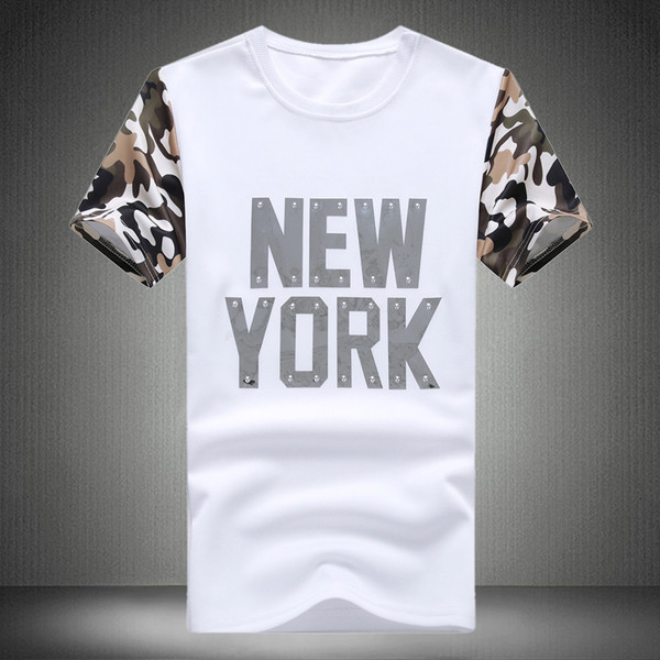 Alkalmi férfi póló rövid ujjal, több színben felirattal és fém fűzőlyukakkal