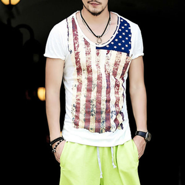 Férfi alkalmi póló két színben, rövid ujjal és mintával