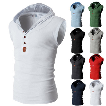 Ανδρικό μπλουζάκι με κουκούλα σε διάφορα χρώματα και κουμπιά στοιχείων