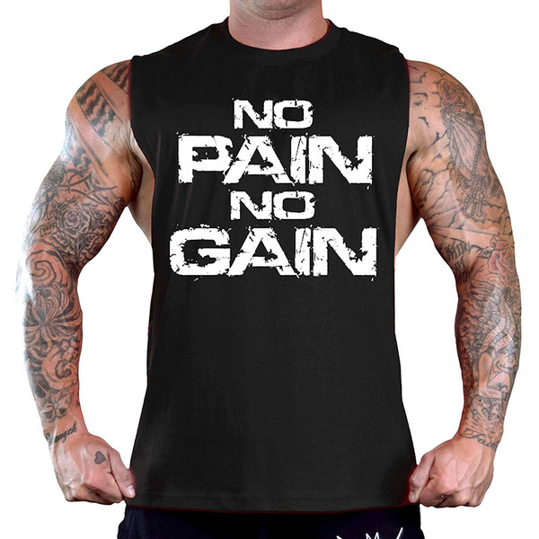 Мъжки спортен потник отворен отстрани в различни цветове и с надпис