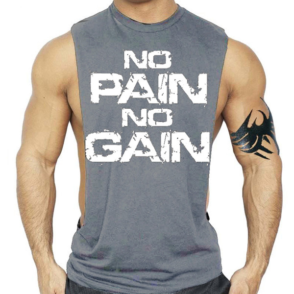 Мъжки спортен потник отворен отстрани в различни цветове и с надпис