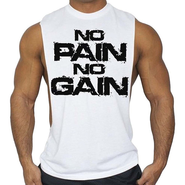 Мъжки спортен потник отворен отстрани в различни цветове и с надпис