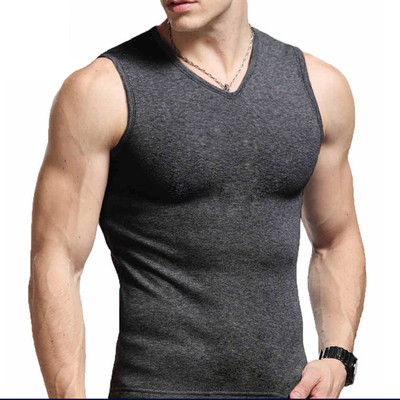 Men`s plain tank top in several colors with V-neck