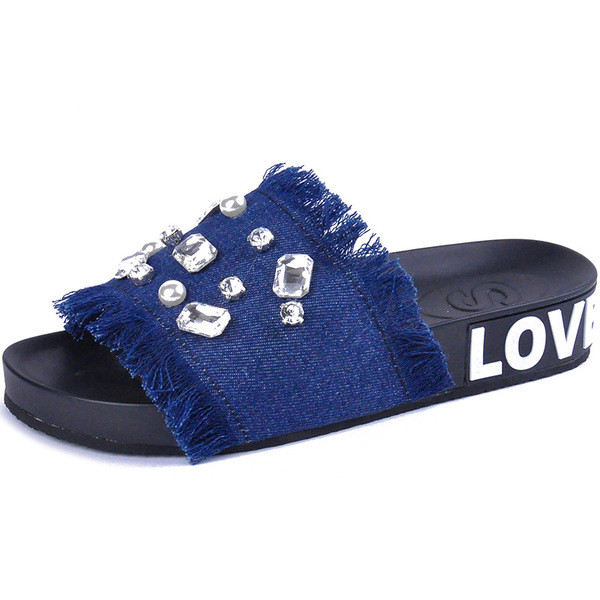 Stílusos női papucs dekoratív gyöngyökkel több színben