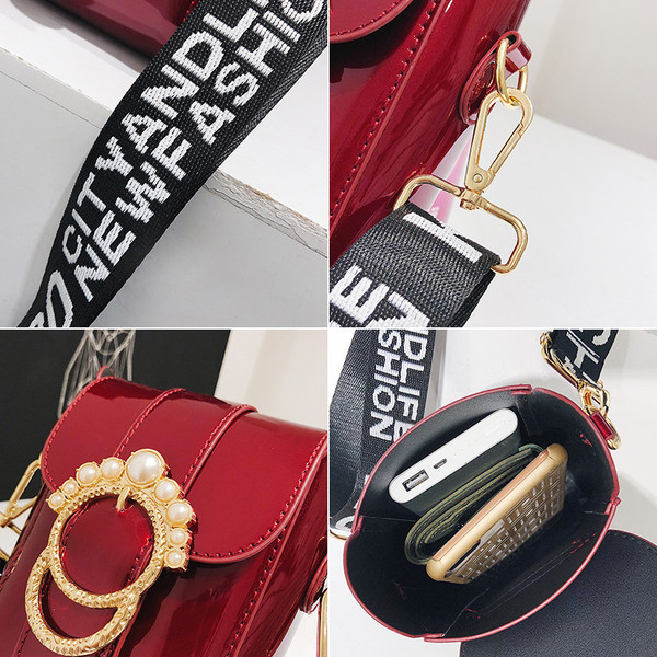 Sportosan elegáns női mini táska téglalap alakú, széles pántokkal