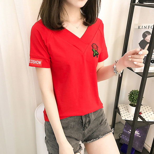 Alkalmi női blúz rövid ujjal, több színben hímzéssel