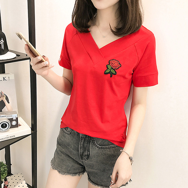 Alkalmi női blúz rövid ujjal, több színben hímzéssel