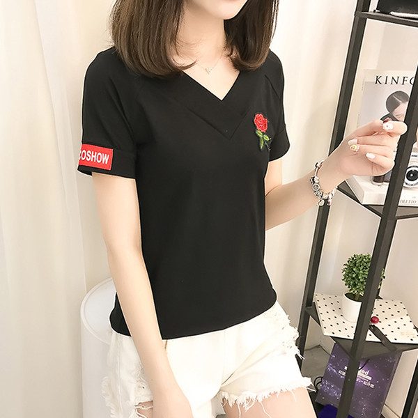 Alkalmi női blúz rövid ujjal, több színben hímzéssel