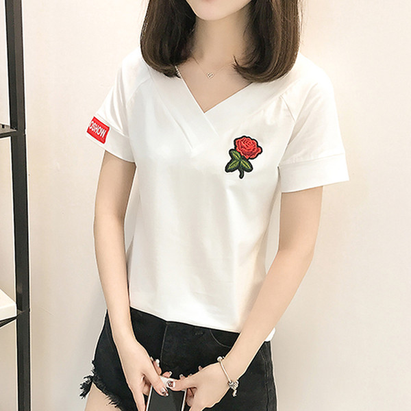 Alkalmi női blúz rövid ujjal, több színben hímzéssel