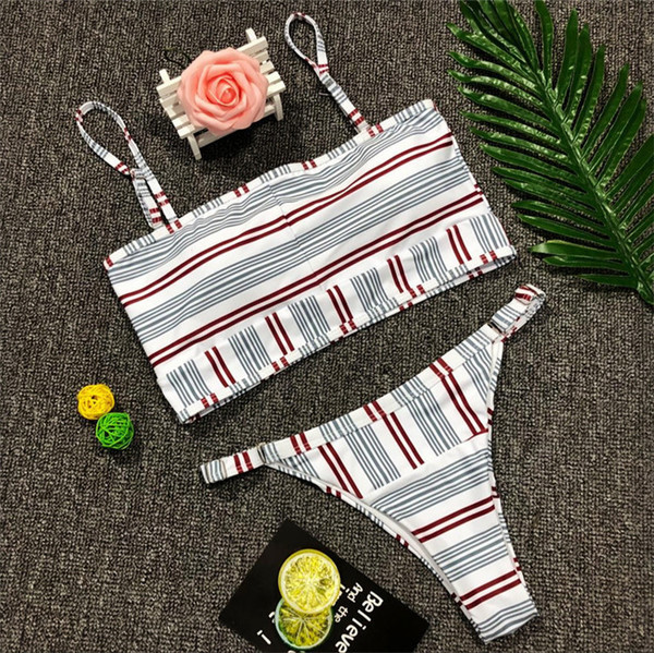 2018-as Modern női fürdőruha kétrészes mintával