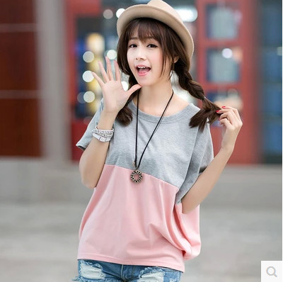 Γυναικεία μπλούζα με κοντό μανίκι σε δύο χρώματα