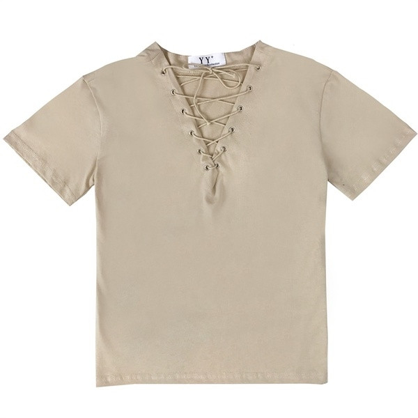 Stílusos női blúz rövid ujjal, V-nyakú, keresztkötéses - többféle színben