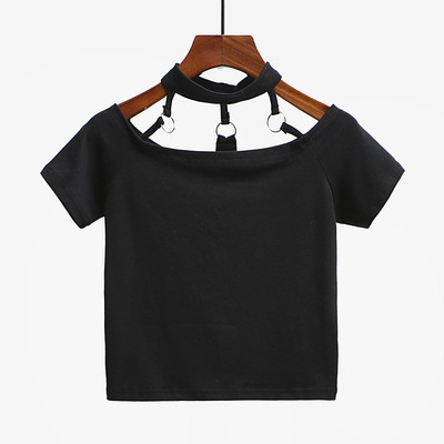 Lezser női blúz rövid ujjal, leesett vállú fehér és fekete színben