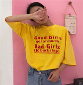 Női blúz 3/4 ujjal, mustár színű felirattal