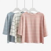 Női csíkos pamut póló sok színben