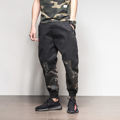 Мъжки панталони широк модел в два цвята с камуфлажен мотив