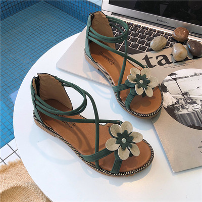 Alkalmi női szandál virágmotívummal három színben