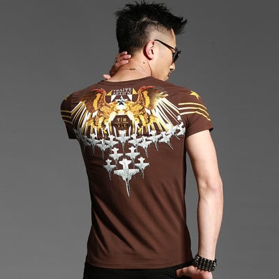 Nyári férfi póló három színben, hátoldalán mintával