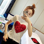 Női póló flitter szívvel