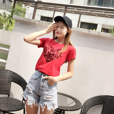 Női póló flitter szívvel