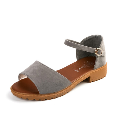 Női velúr szandál - fehér, szürke és fekete