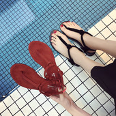 Sandale casual dama in rosu si negru