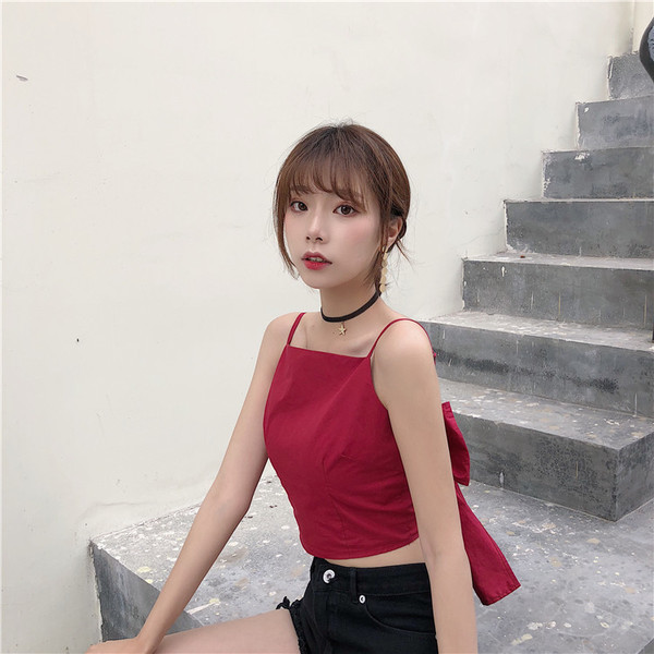 Női felső két színben nyitott háttal és szalagos elemmel