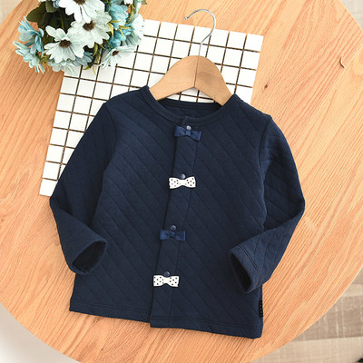 Vékony gyermekkabát lányoknak két színben, szalagos elemmel