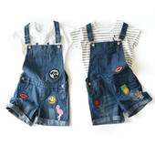 Két színben állítható pánttal ellátott gyerekoverall lányoknak hímzéssel