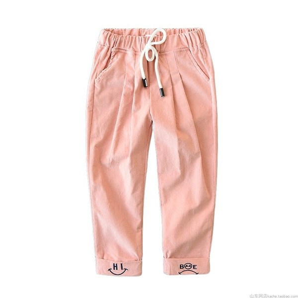 Elasztikus derékkal és több színben hímzéssel ellátott gyereknadrág lányoknak és fiúknak egyaránt