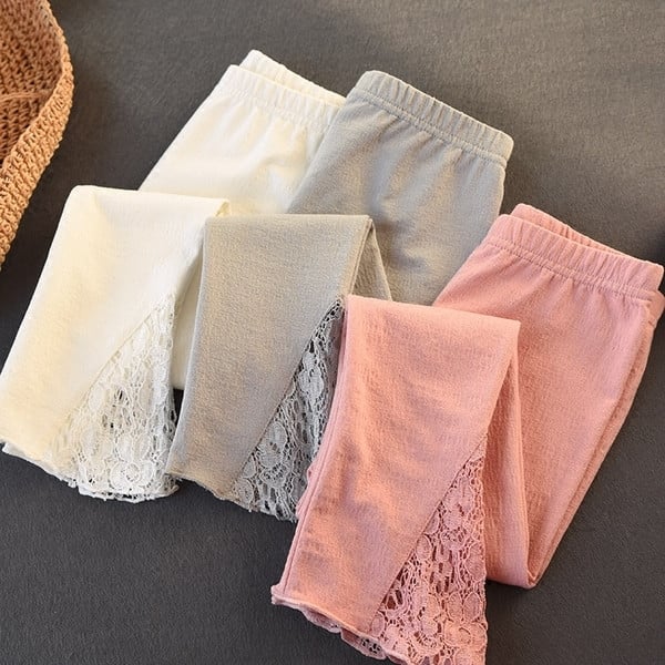 Gyermek leggings három színben csipkés lányoknak