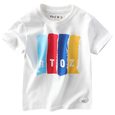 Gyermek póló lányoknak és fiúknak két színben színes szalagokkal és felirattal