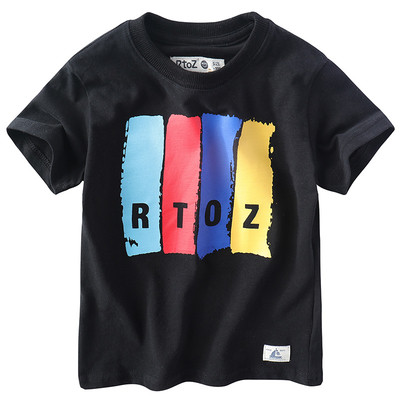 Gyermek póló lányoknak és fiúknak két színben színes szalagokkal és felirattal