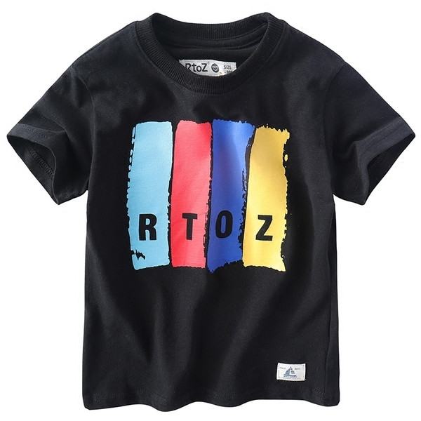 Gyermek póló lányoknak és fiúknak két színben színes szalagokkal és felirattal