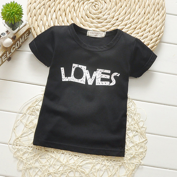 Lányoknak és fiúknak megfelelő gyerek póló, különböző színű felirattal