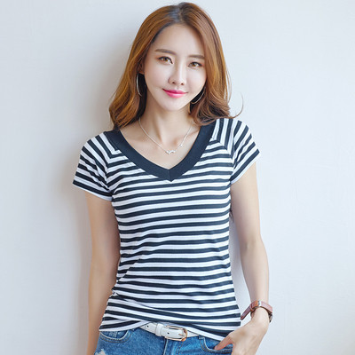 Csíkos női blúz V-nyakkal, három színben