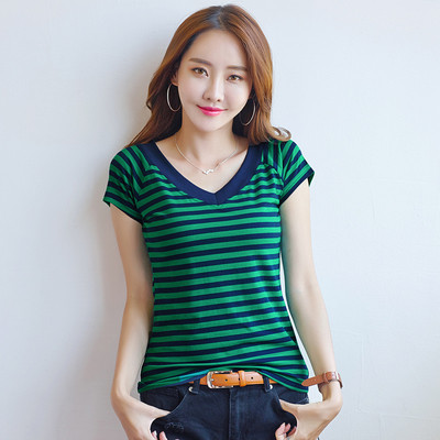 Csíkos női blúz V-nyakkal, három színben