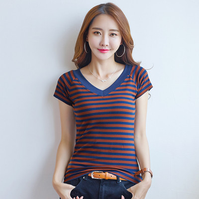 Csíkos női blúz V-nyakkal, három színben