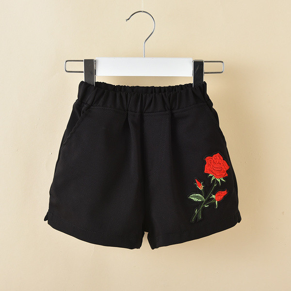 Alkalmi gyerek rövidnadrág lányoknak három színben hímzéssel
