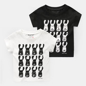 Fekete-fehér uniszex gyermek póló, mintával