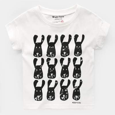 Fekete-fehér uniszex gyermek póló, mintával