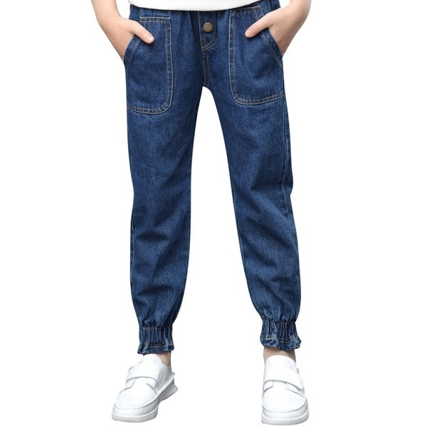 Gyermek sötétkék széles farmernadrág lányoknak