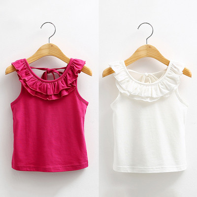 Children`s tank top for girls in two colors with steering wheel