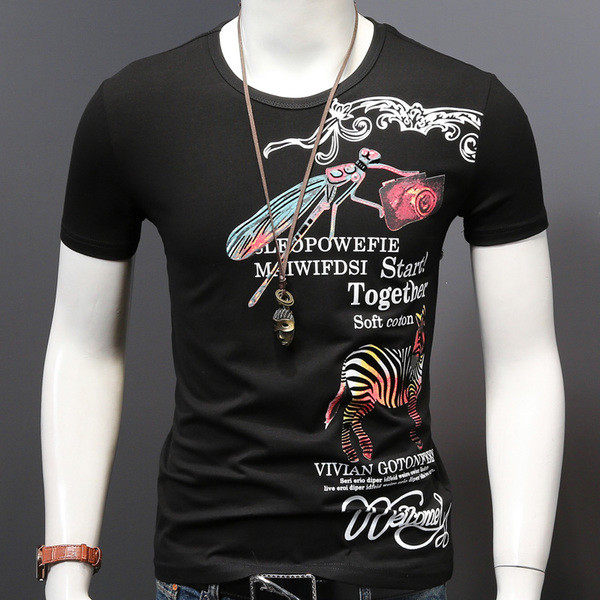 Aktuális és érdekes férfi pamut póló érdekes nyomattal