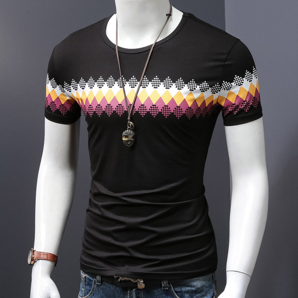 Férfi pamut póló típusú slim - fekete